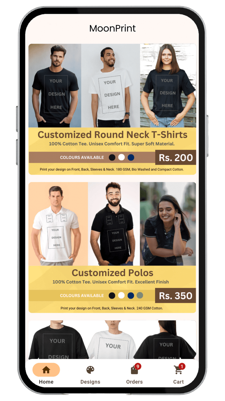 MoonPrint App Screenshot on Mobile Device